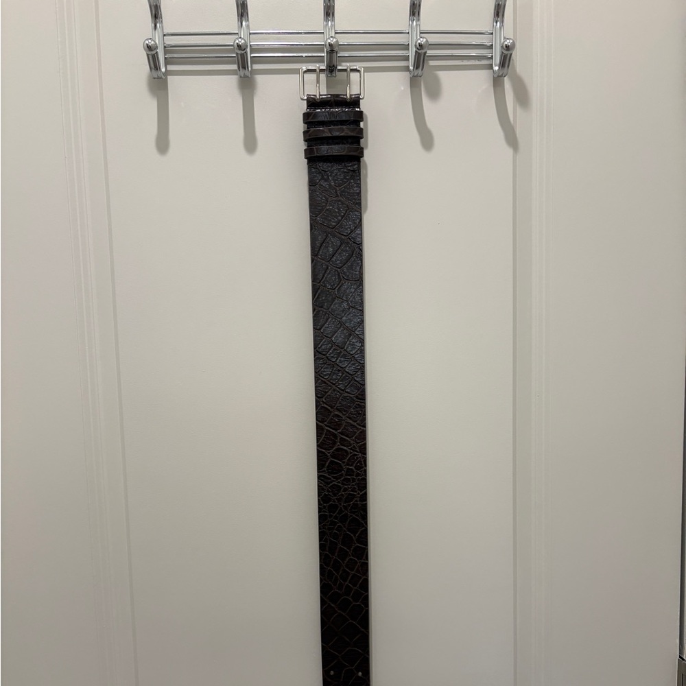 Brown Crocodile Embossed Belt